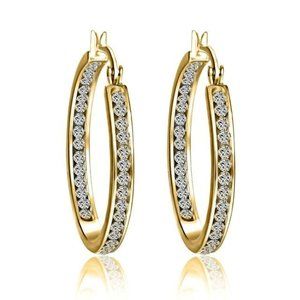 Inside Outside Hoop Earrings made with Swarovski elements - Gold Overlay